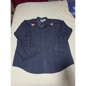 MWG Mens Black Western Snap Shirt Embroidered Saddle 3XL-19 Made in Canada